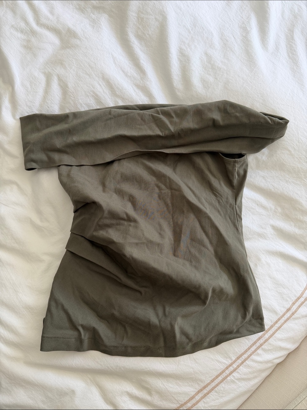 Zara Olive Off-Shoulder Crop Top